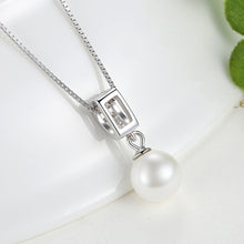 Load image into Gallery viewer, BAMOER 925 Sterling Silver Simulated Pearl Pendant Necklace Long Chain Necklace  Jewelry Wedding Necklace Accessories SCN030