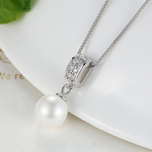 Load image into Gallery viewer, BAMOER 925 Sterling Silver Simulated Pearl Pendant Necklace Long Chain Necklace  Jewelry Wedding Necklace Accessories SCN030