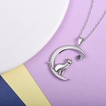 Load image into Gallery viewer, U7 Authentic 100% 925 Sterling Silver Cat Moon Necklace Meditation Women Jewelry Silver 925 Chain & Pendant Valentine Gift SC17