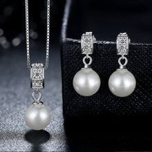 Load image into Gallery viewer, BAMOER 925 Sterling Silver Simulated Pearl Pendant Necklace Long Chain Necklace  Jewelry Wedding Necklace Accessories SCN030