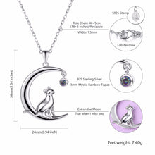 Load image into Gallery viewer, U7 Authentic 100% 925 Sterling Silver Cat Moon Necklace Meditation Women Jewelry Silver 925 Chain & Pendant Valentine Gift SC17