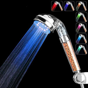 Led Shower Head, Purifying Filter Water Saving 7 Colors Automatically No Batteries Needed Spray Handheld Showerheads