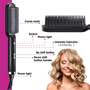 Hair Straightener Brush and Straightening Comb for Women
