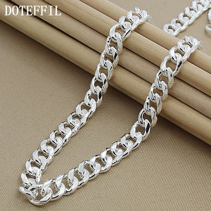DOTEFFIL 925 Sterling Silver 10MM 22-Inch Men Necklace Side Chain Atmospheric Jewelry Statement Necklace
