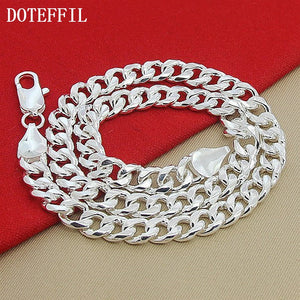 DOTEFFIL 925 Sterling Silver 10MM 22-Inch Men Necklace Side Chain Atmospheric Jewelry Statement Necklace